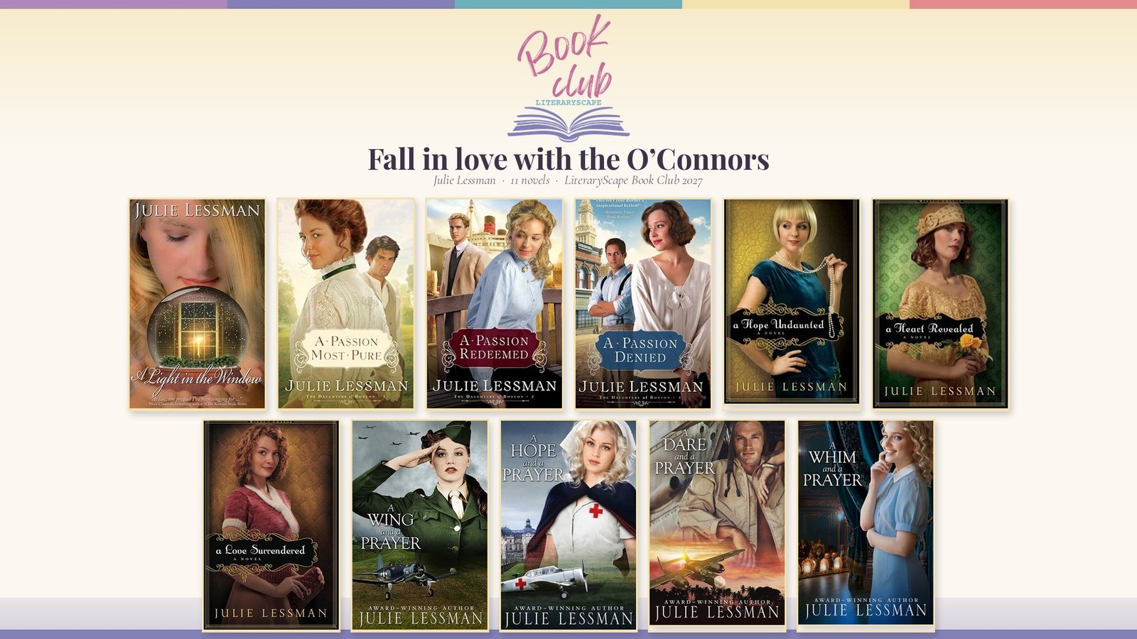 Fall in love with the O’Connors Fall in love with the O’Connors, Julie Lessman, 11 novels, LiteraryScape Book Club 2027